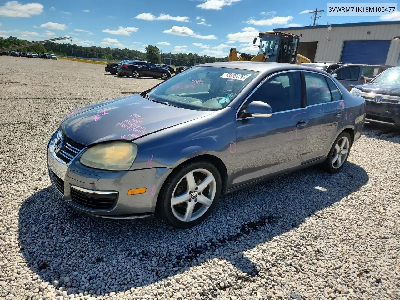 VOLKSWAGEN JETTA 2008, VIN 3VWRM71K18M105477