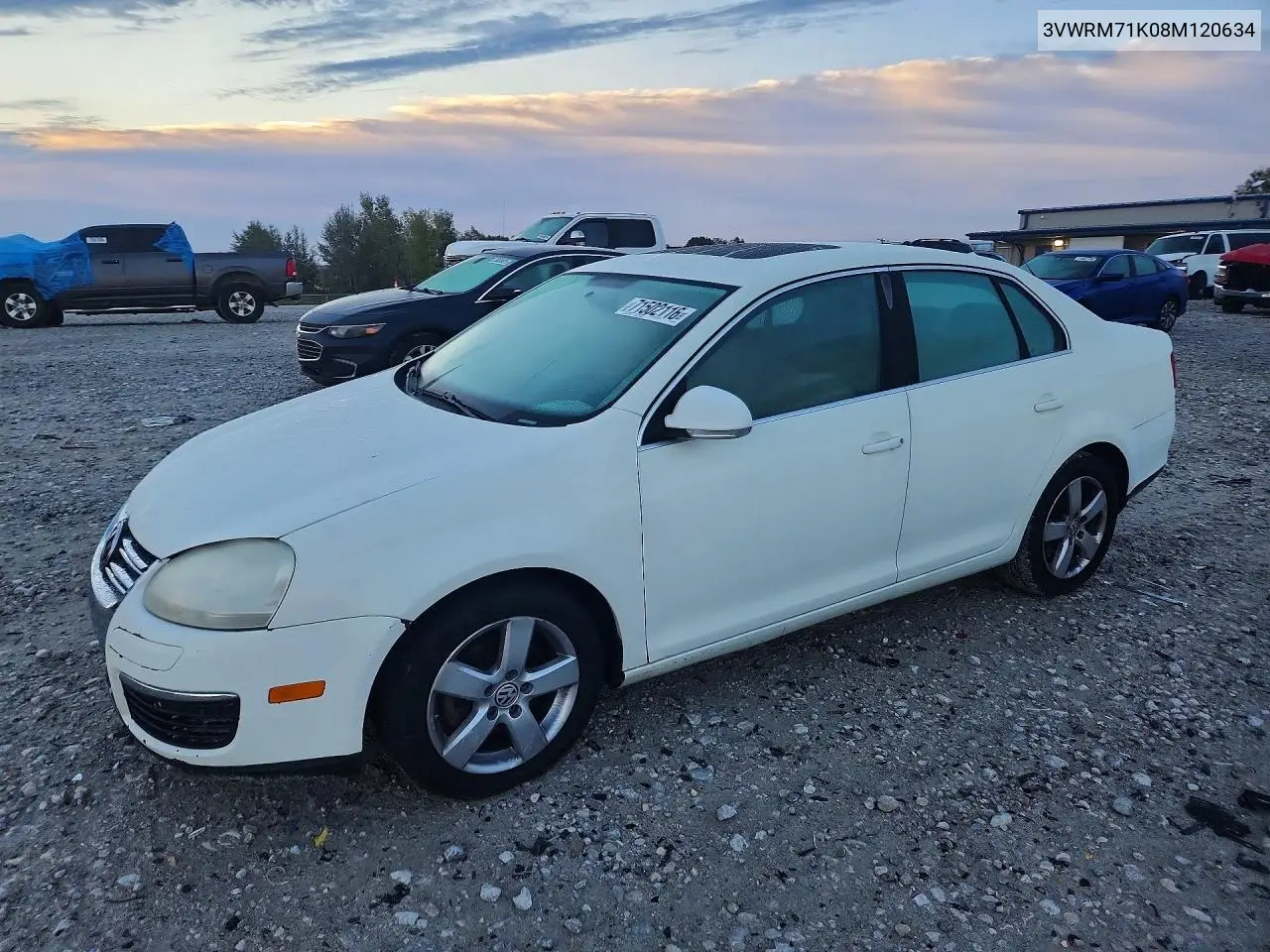 VOLKSWAGEN JETTA 2008, VIN 3VWRM71K08M120634