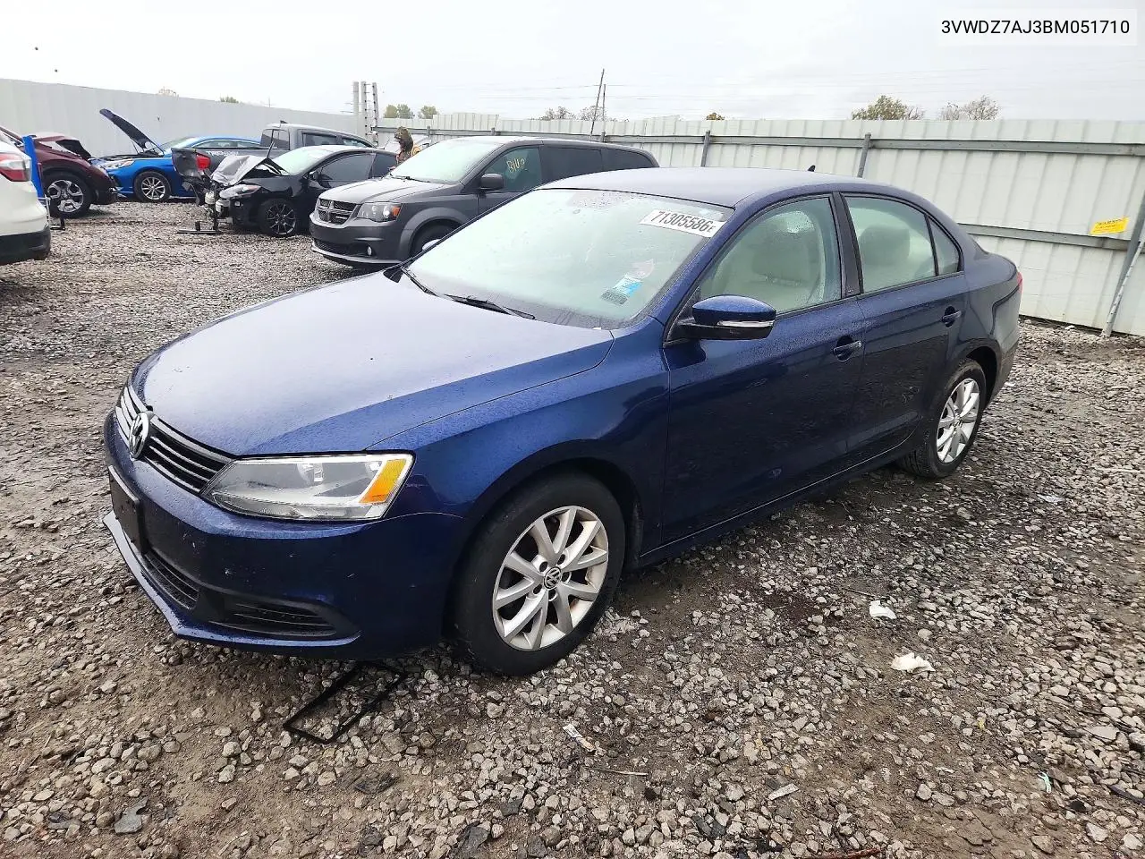 VOLKSWAGEN JETTA 2011, VIN 3VWDZ7AJ3BM051710