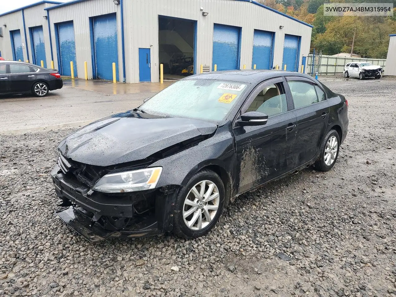 VOLKSWAGEN JETTA 2011, VIN 3VWDZ7AJ4BM315954