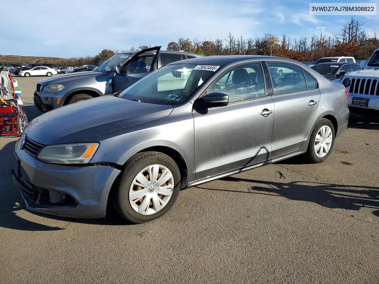 VOLKSWAGEN JETTA 2011, VIN 3VWDZ7AJ7BM308822