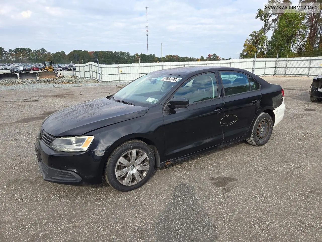 VOLKSWAGEN JETTA 2011, VIN 3VW2K7AJ0BM020460