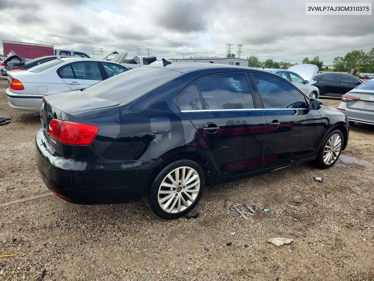 2012 VOLKSWAGEN JETTA VIN 3VWLP7AJ3CM310375 — фото 3