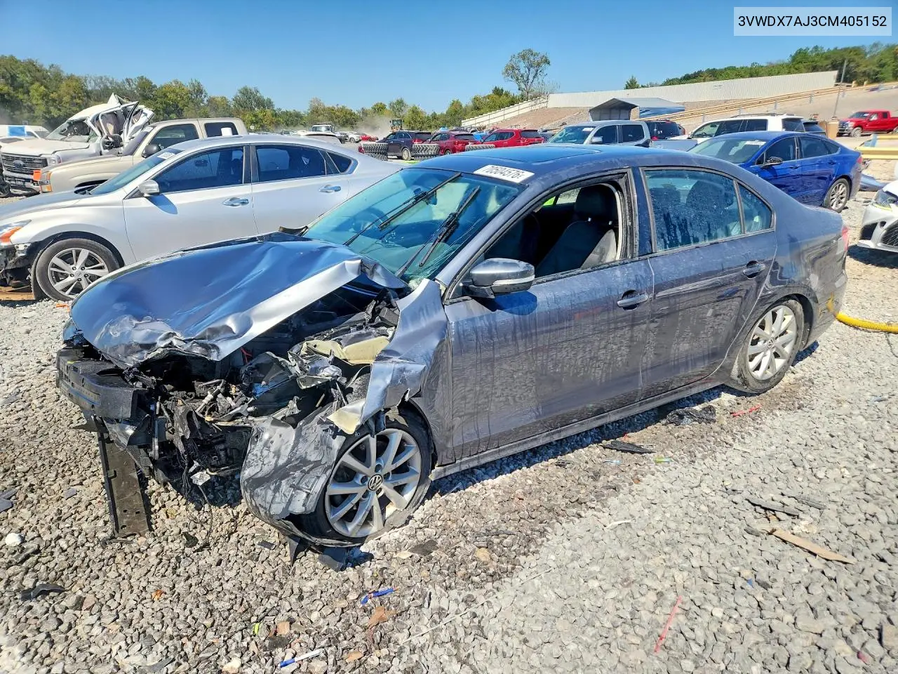 VOLKSWAGEN JETTA 2012, VIN 3VWDX7AJ3CM405152