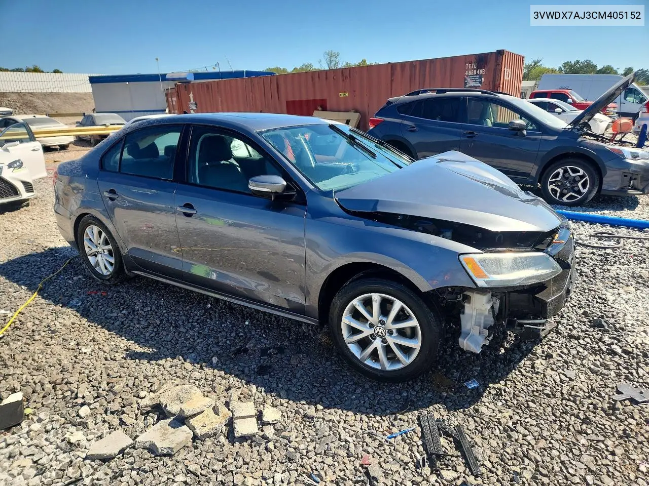 2012 VOLKSWAGEN JETTA VIN 3VWDX7AJ3CM405152 — фото 4