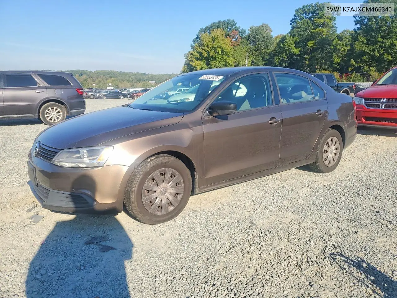 VOLKSWAGEN JETTA 2012, VIN 3VW1K7AJXCM466340