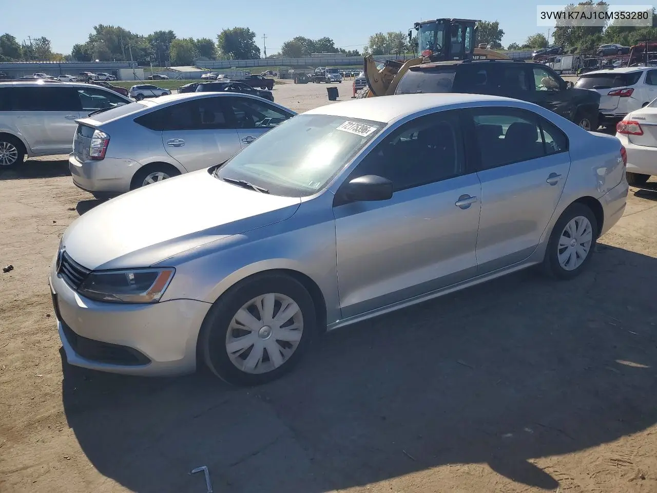 VOLKSWAGEN JETTA 2012, VIN 3VW1K7AJ1CM353280