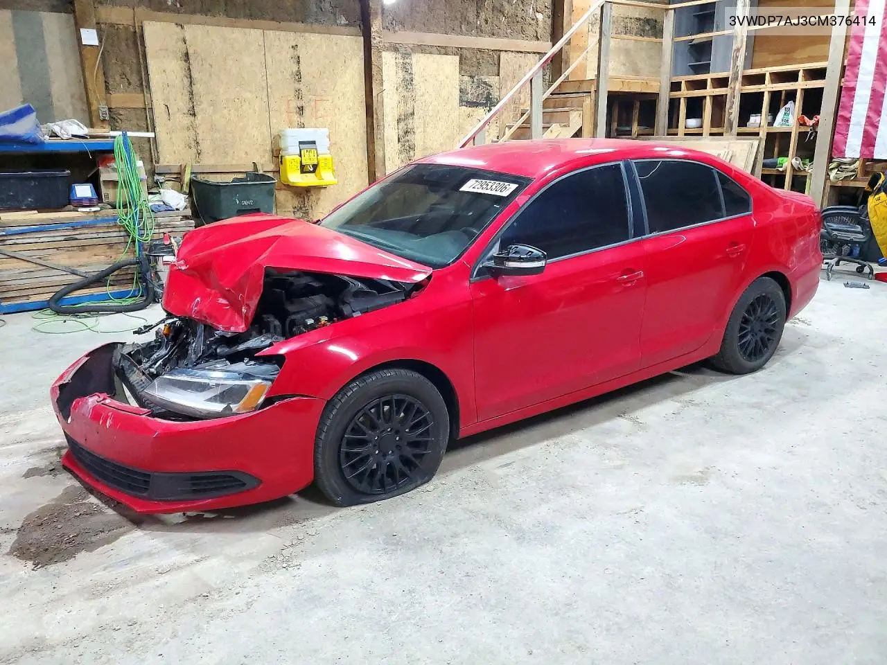 VOLKSWAGEN JETTA 2012, VIN 3VWDP7AJ3CM376414