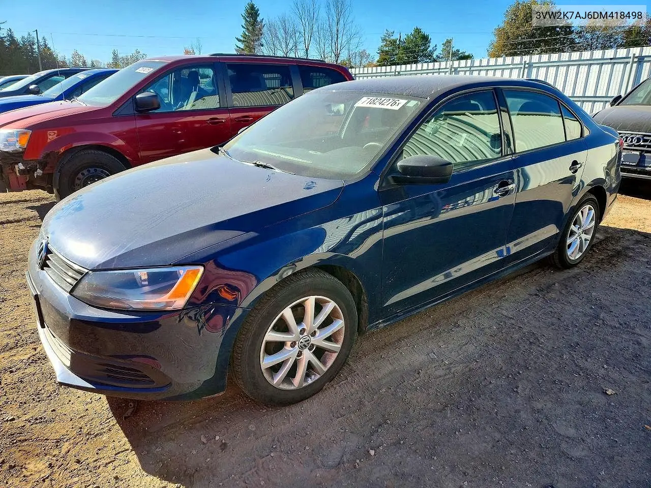 VOLKSWAGEN JETTA 2013, VIN 3VW2K7AJ6DM418498
