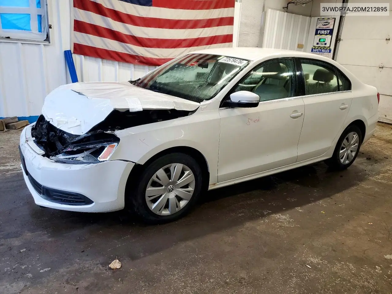 VOLKSWAGEN JETTA 2013, VIN 3VWDP7AJ2DM212895