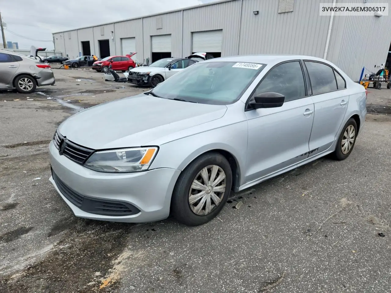 VOLKSWAGEN JETTA 2014, VIN 3VW2K7AJ6EM306317