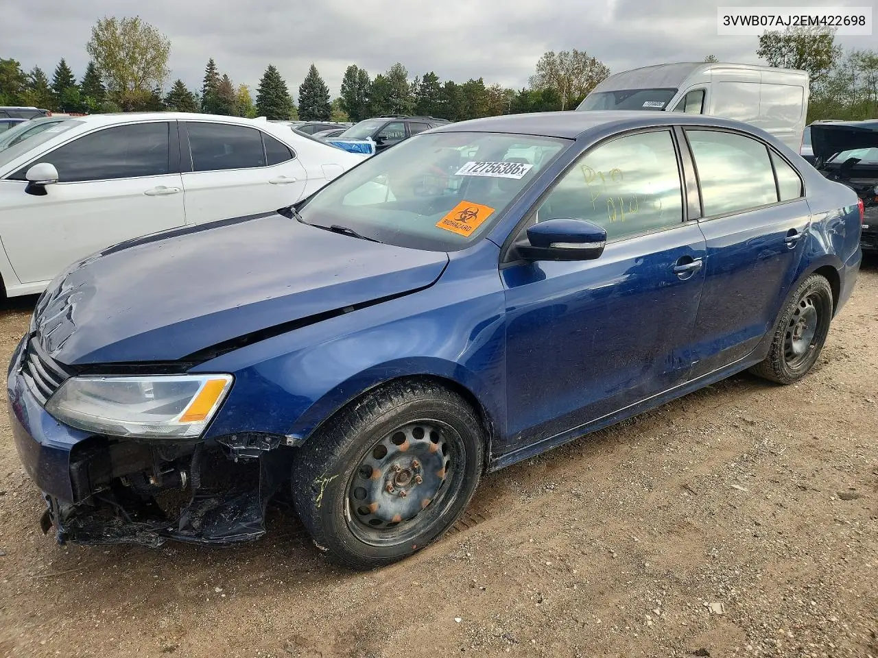 VOLKSWAGEN JETTA 2014, VIN 3VWB07AJ2EM422698
