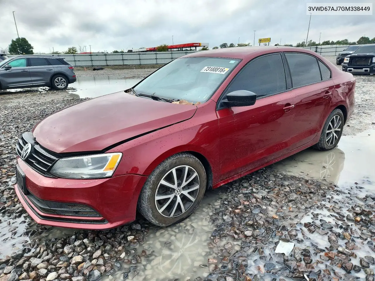 VOLKSWAGEN JETTA 2016, VIN 3VWD67AJ7GM338449