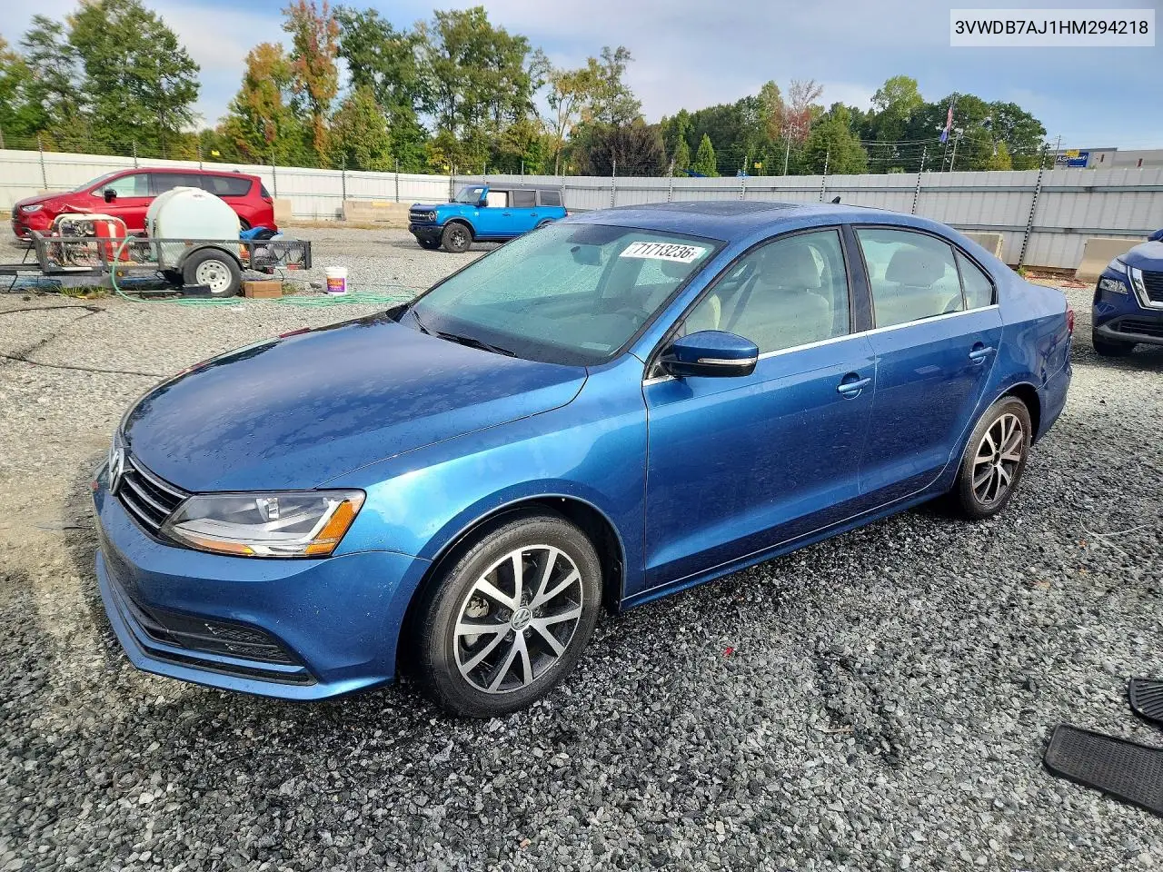 VOLKSWAGEN JETTA 2017, VIN 3VWDB7AJ1HM294218