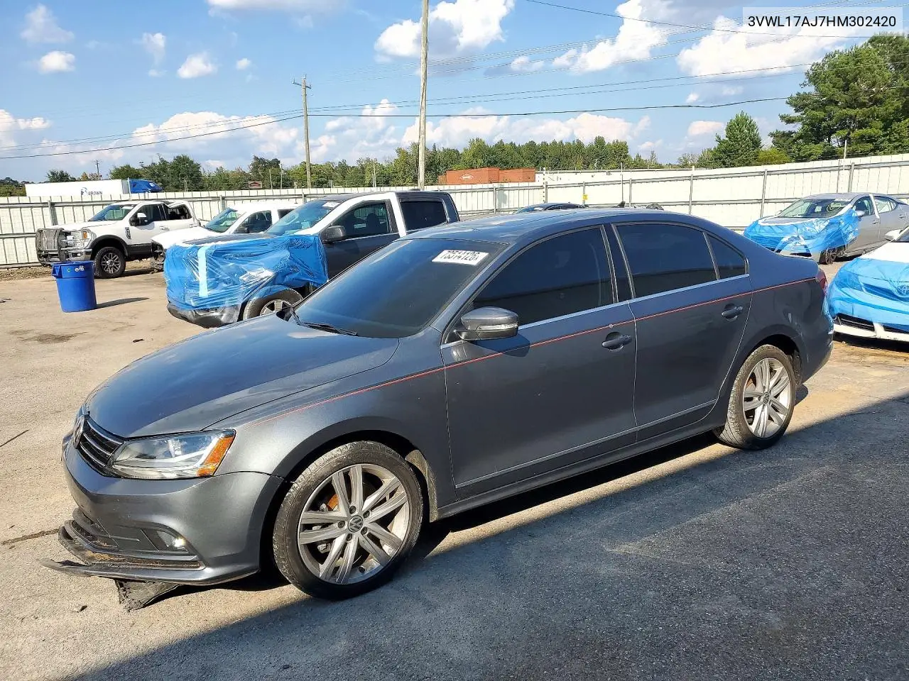 VOLKSWAGEN JETTA 2017, VIN 3VWL17AJ7HM302420