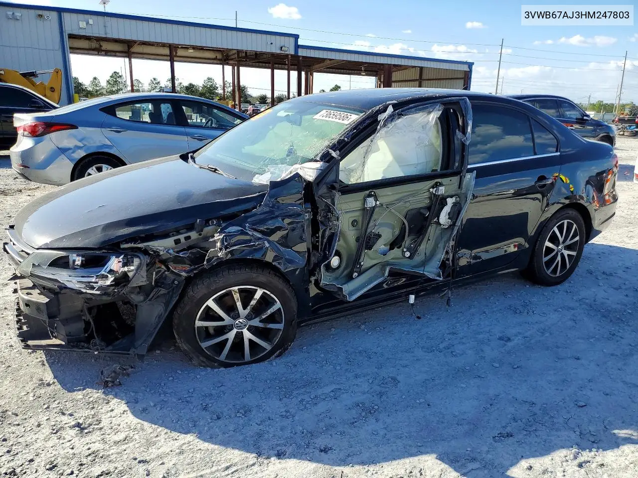 VOLKSWAGEN JETTA 2017, VIN 3VWB67AJ3HM247803