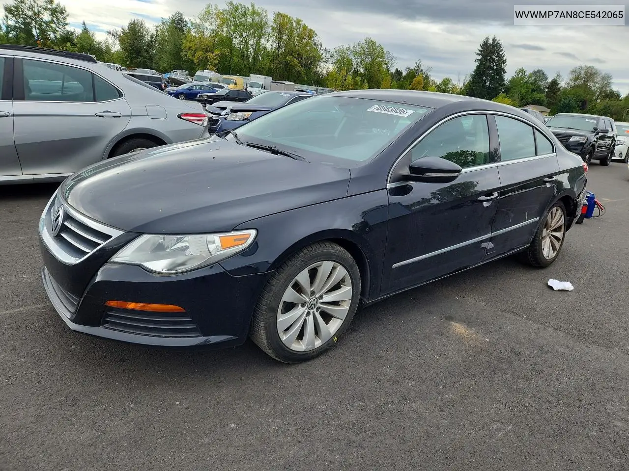VOLKSWAGEN PASSAT CC 2012, VIN WVWMP7AN8CE542065