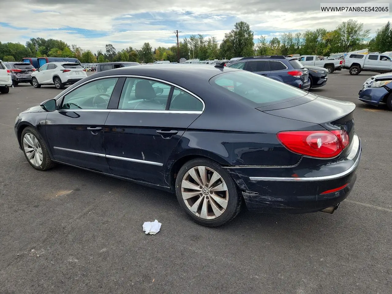 2012 VOLKSWAGEN PASSAT CC VIN WVWMP7AN8CE542065 — фото 2