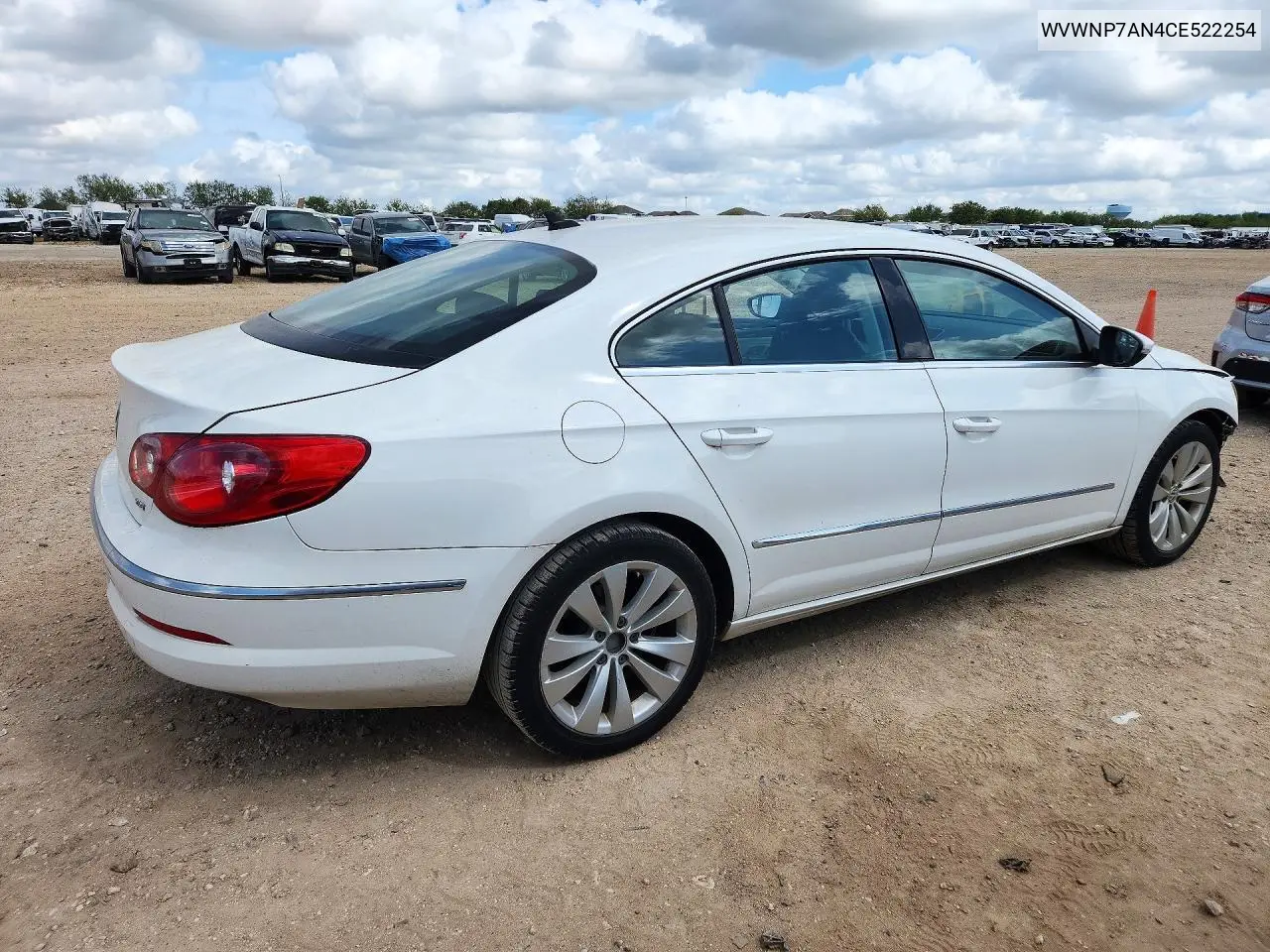 2012 VOLKSWAGEN PASSAT CC VIN WVWNP7AN4CE522254 — фото 3