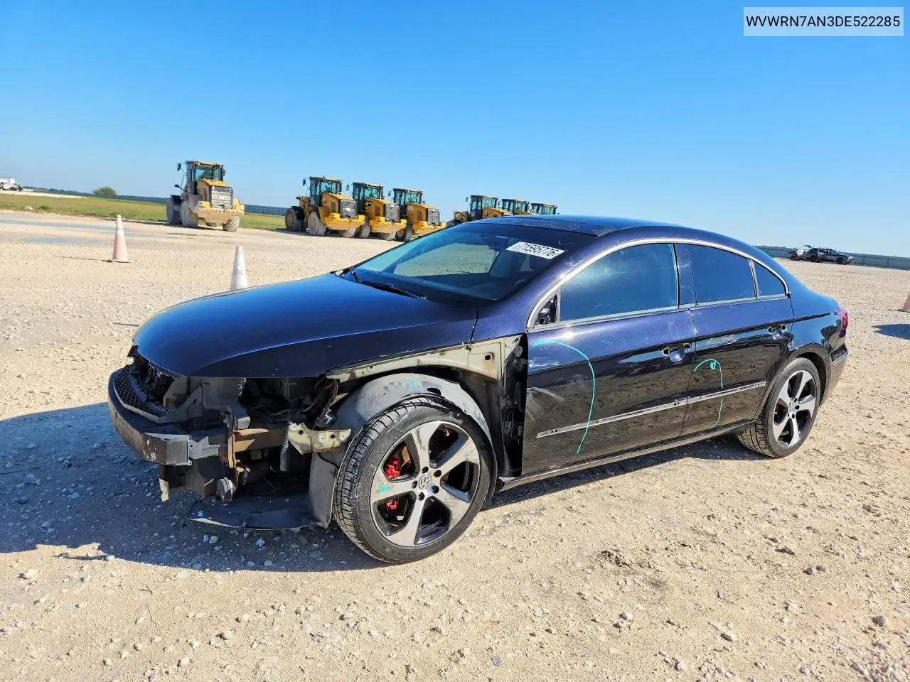 VOLKSWAGEN PASSAT CC 2013, VIN WVWRN7AN3DE522285