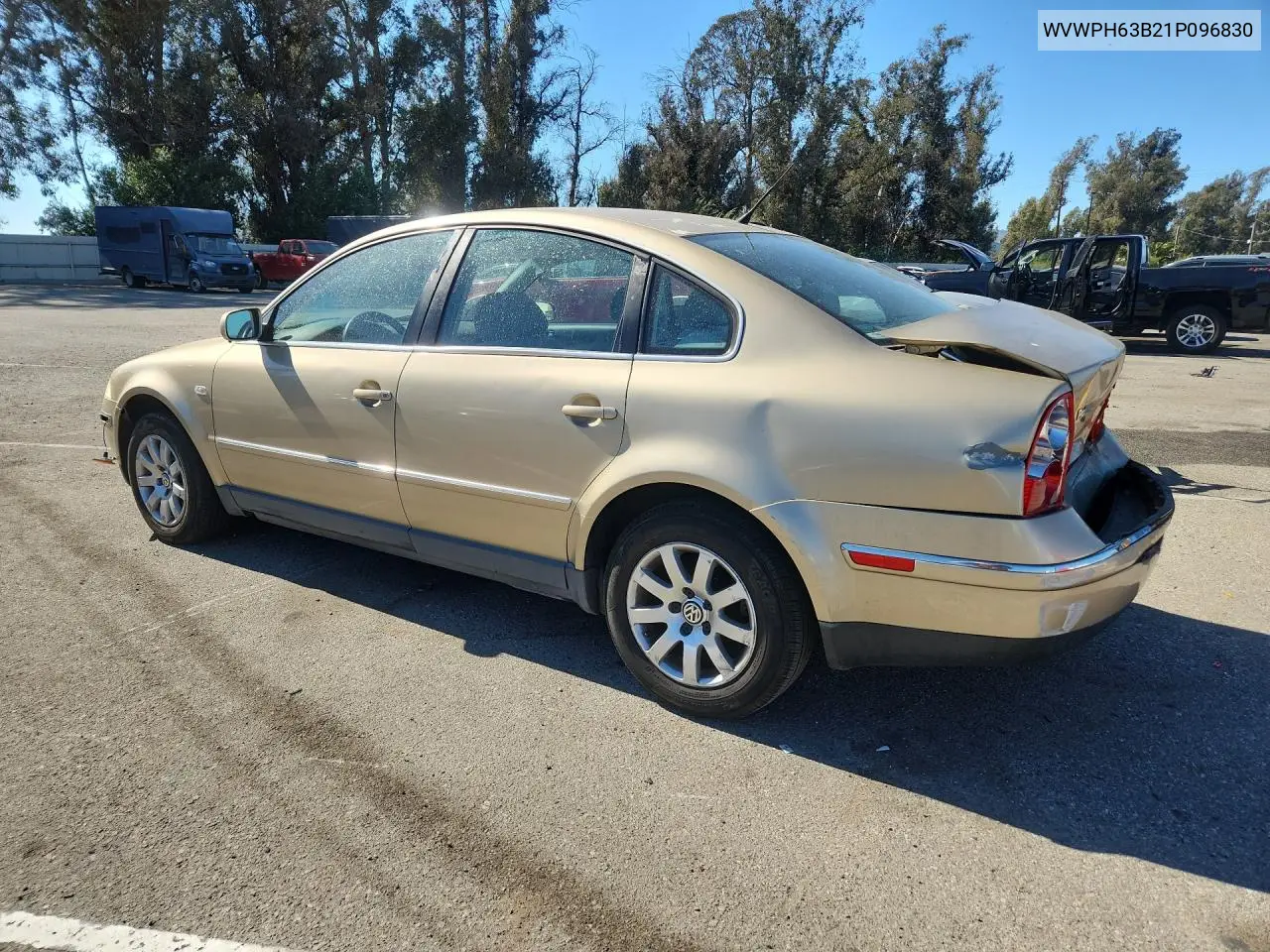 2001 VOLKSWAGEN PASSAT VIN WVWPH63B21P096830 — фото 2