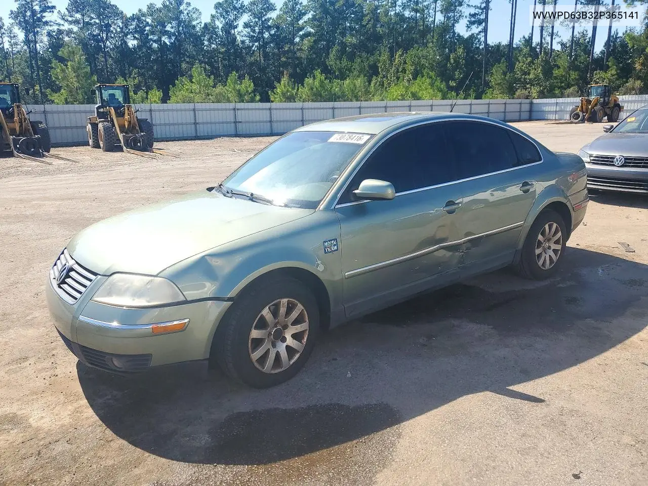 VOLKSWAGEN PASSAT 2002, VIN WVWPD63B32P365141