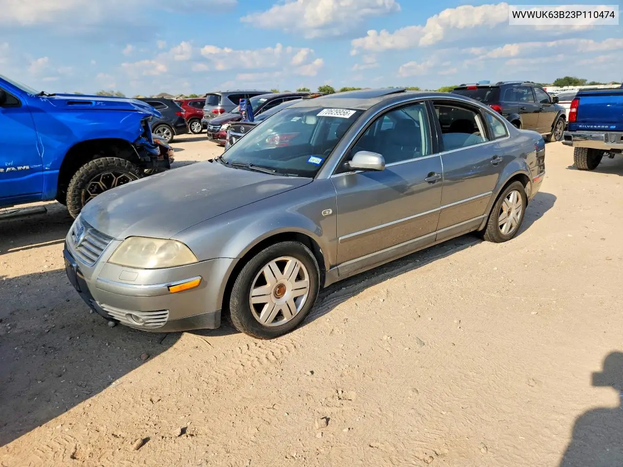 VOLKSWAGEN PASSAT 2003, VIN WVWUK63B23P110474