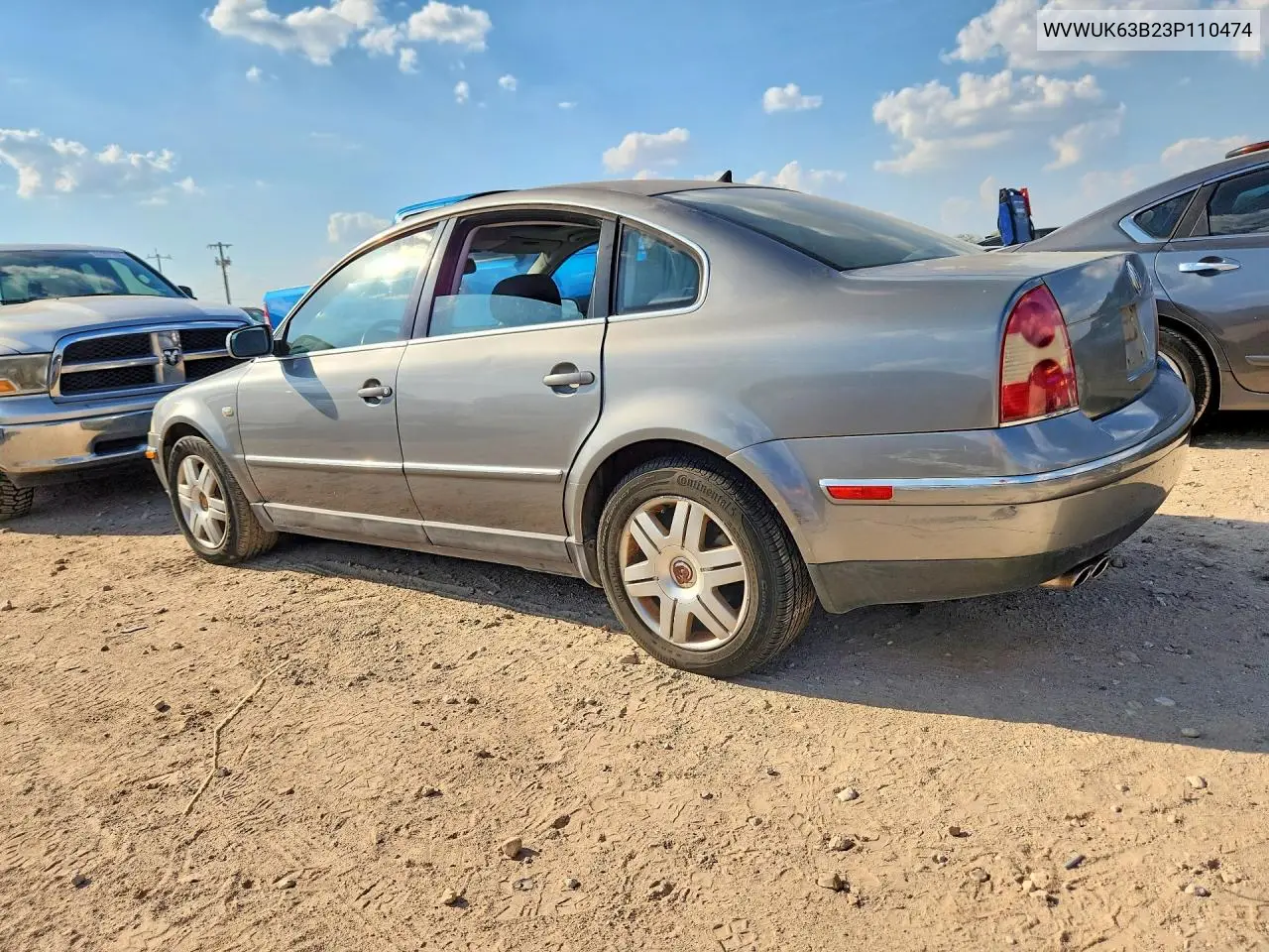 2003 VOLKSWAGEN PASSAT VIN WVWUK63B23P110474 — фото 2