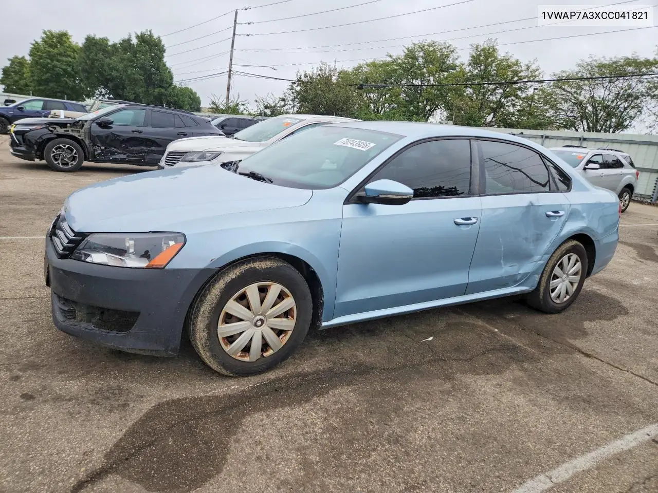 VOLKSWAGEN PASSAT 2012, VIN 1VWAP7A3XCC041821