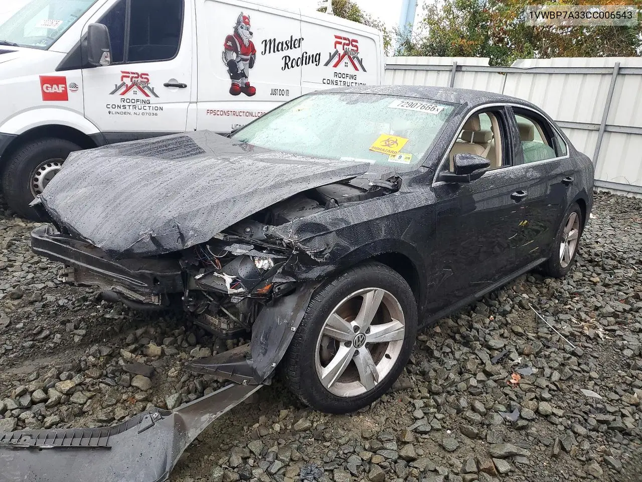 VOLKSWAGEN PASSAT 2012, VIN 1VWBP7A33CC006543