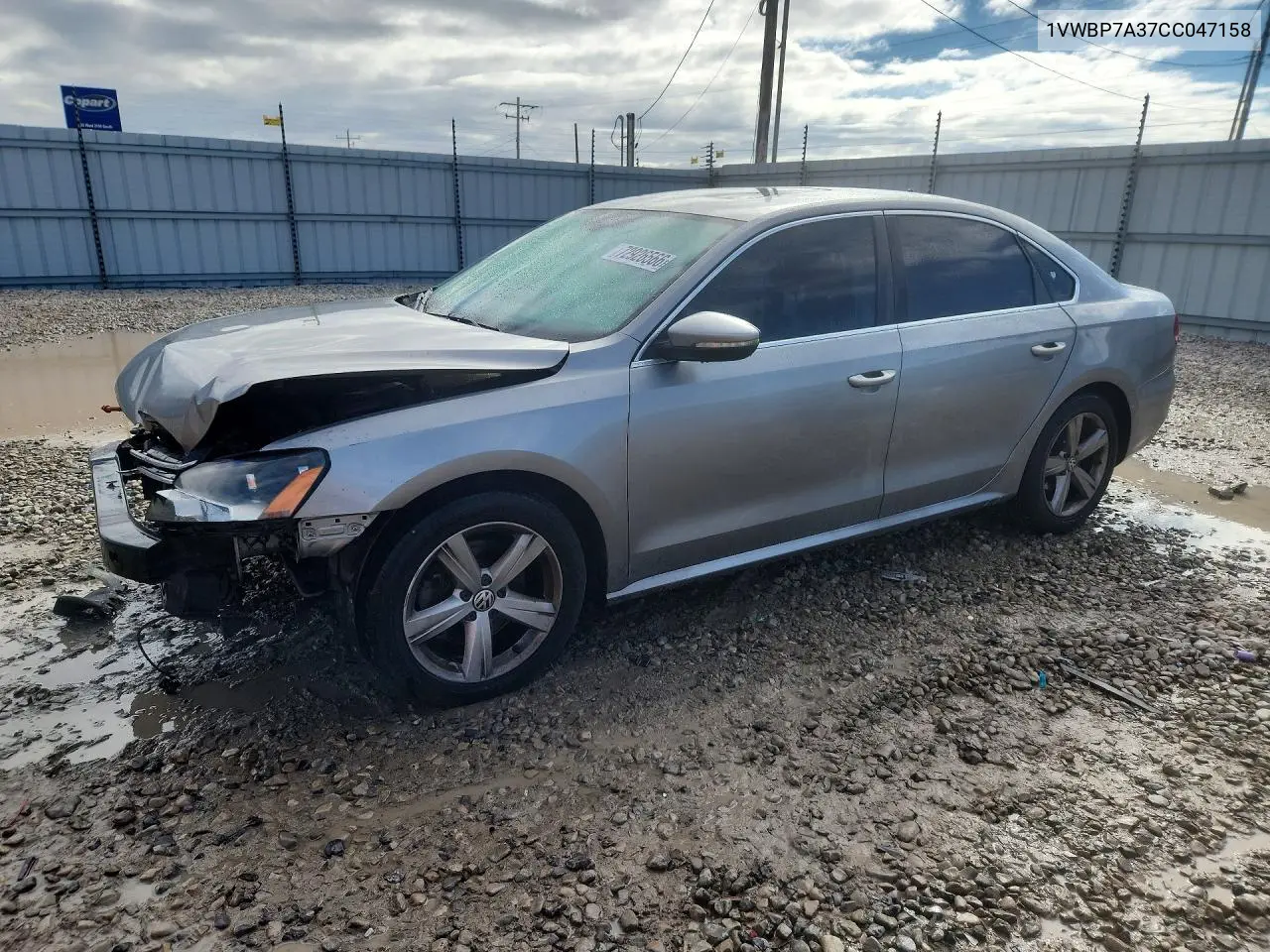 VOLKSWAGEN PASSAT 2012, VIN 1VWBP7A37CC047158