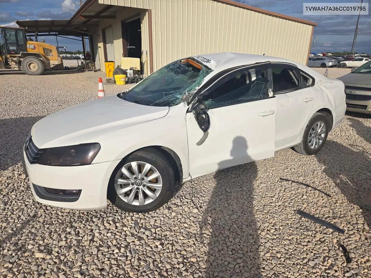 VOLKSWAGEN PASSAT 2012, VIN 1VWAH7A36CC019795