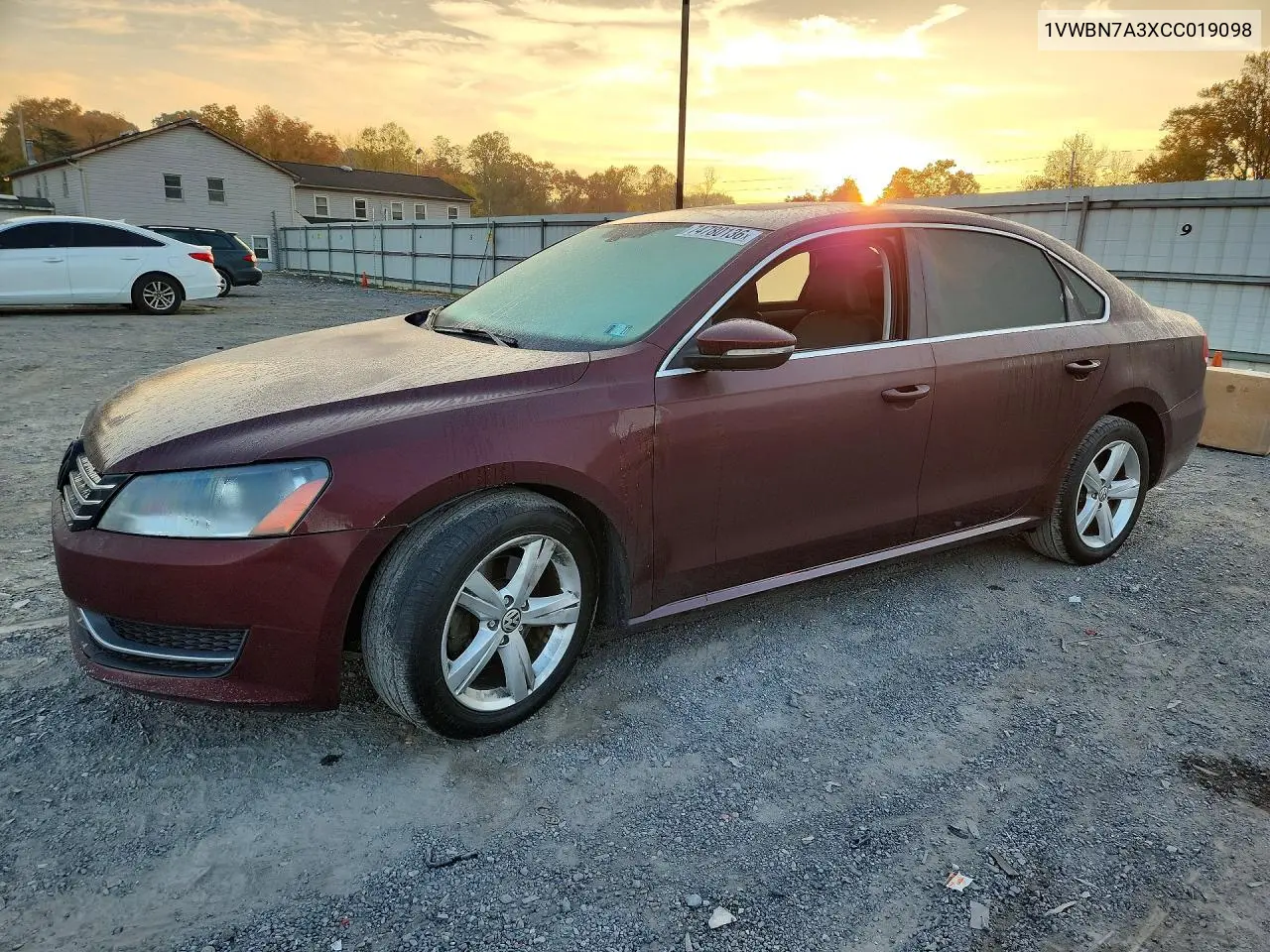 VOLKSWAGEN PASSAT 2012, VIN 1VWBN7A3XCC019098