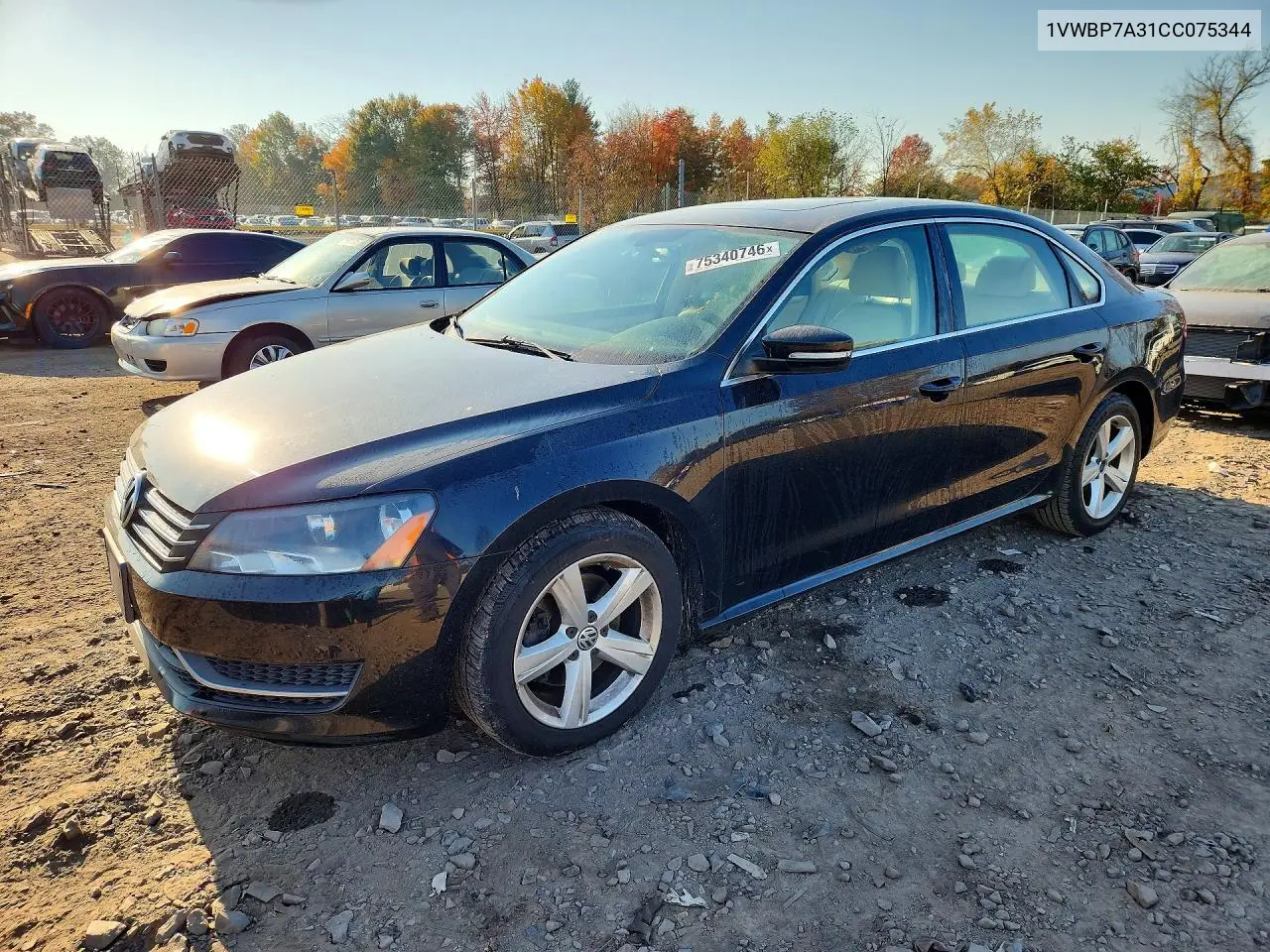 VOLKSWAGEN PASSAT 2012, VIN 1VWBP7A31CC075344