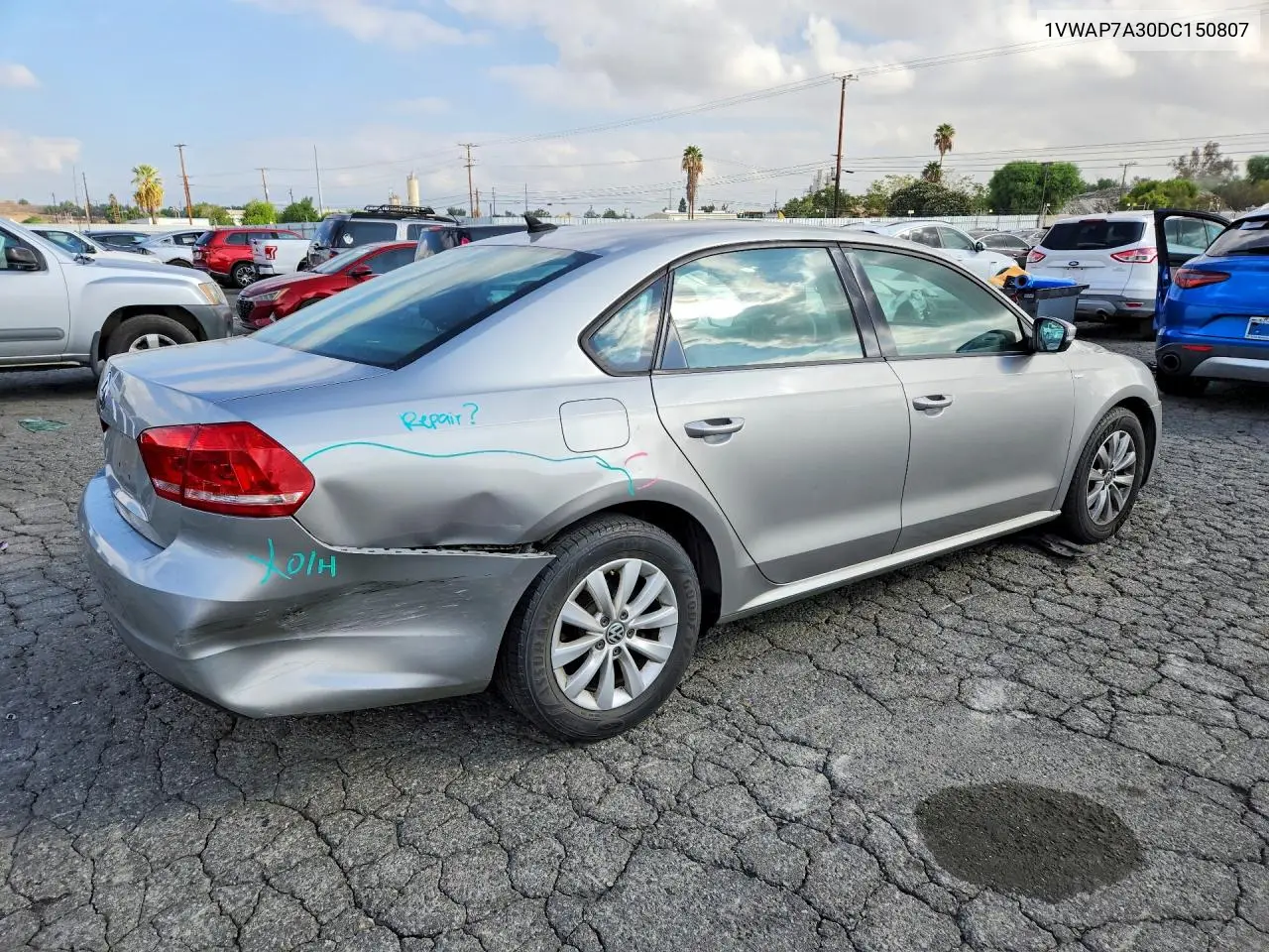 2013 VOLKSWAGEN PASSAT VIN 1VWAP7A30DC150807 — фото 3