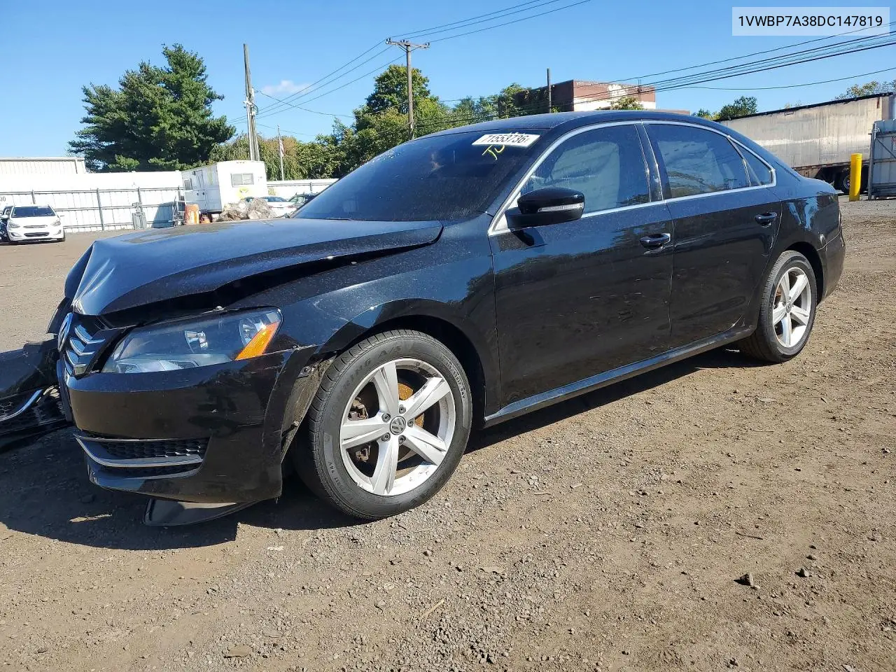 VOLKSWAGEN PASSAT 2013, VIN 1VWBP7A38DC147819