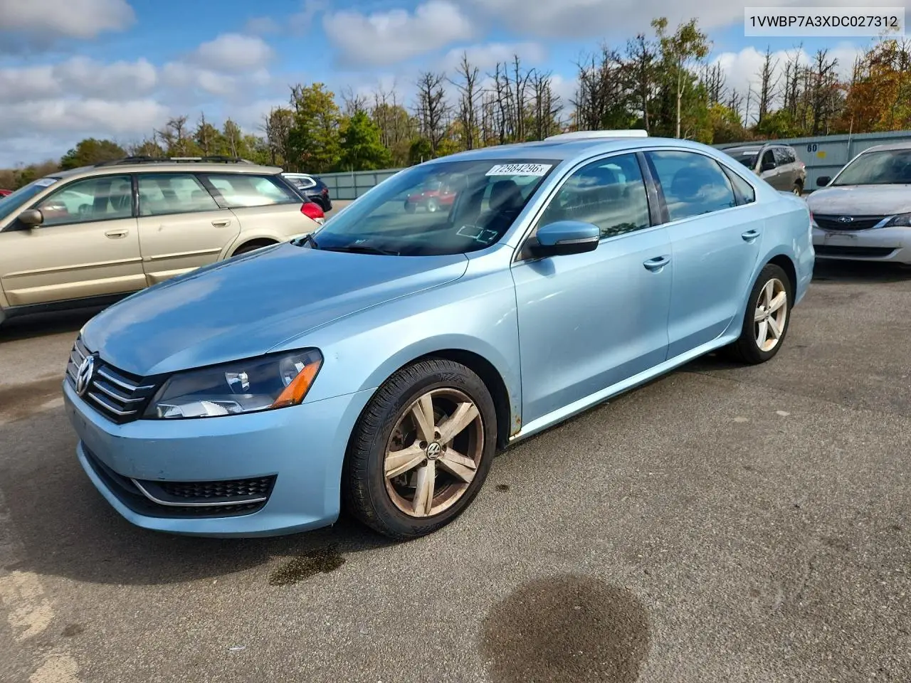 VOLKSWAGEN PASSAT 2013, VIN 1VWBP7A3XDC027312
