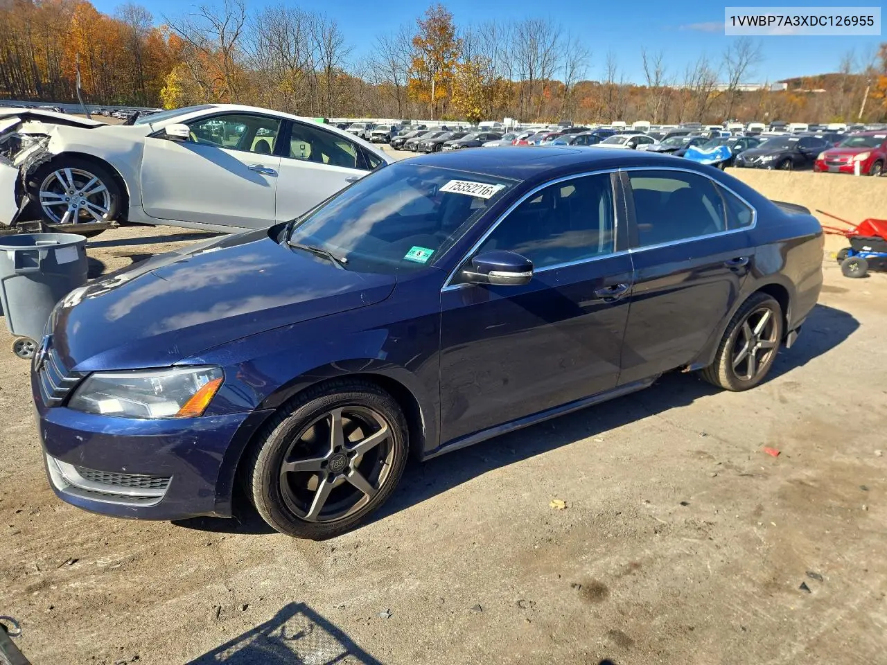 VOLKSWAGEN PASSAT 2013, VIN 1VWBP7A3XDC126955