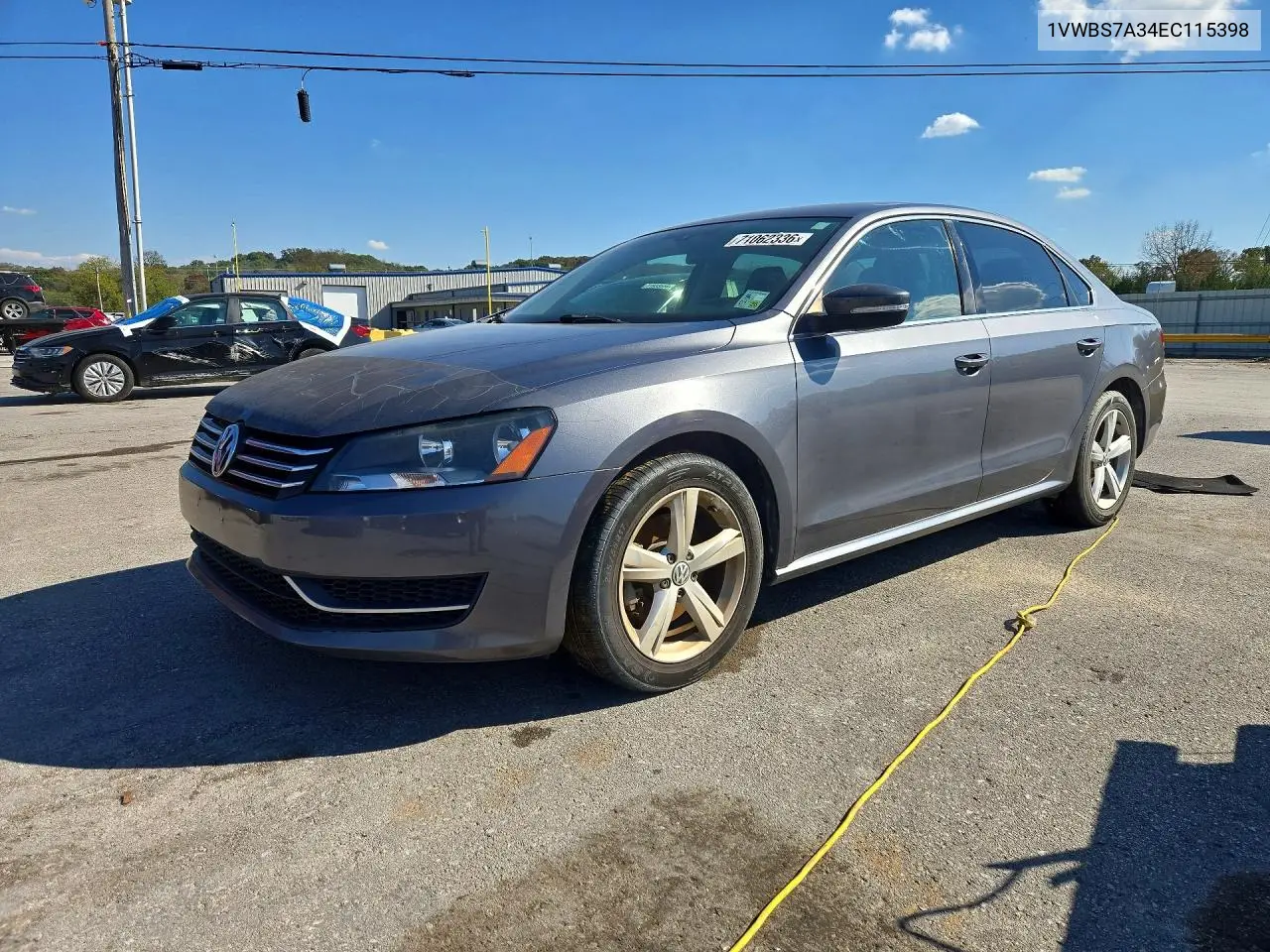 VOLKSWAGEN PASSAT 2014, VIN 1VWBS7A34EC115398