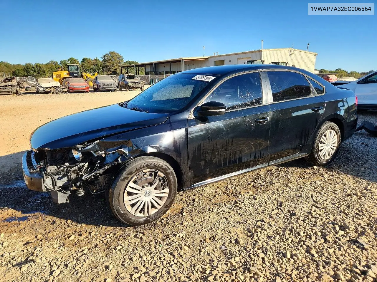 VOLKSWAGEN PASSAT 2014, VIN 1VWAP7A32EC006564