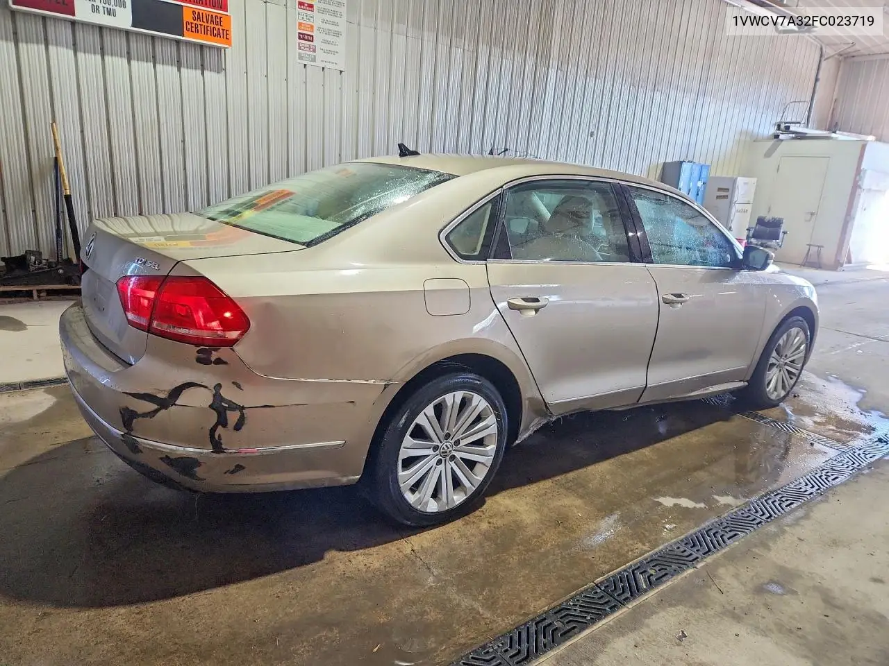 2015 VOLKSWAGEN PASSAT VIN 1VWCV7A32FC023719 — фото 3
