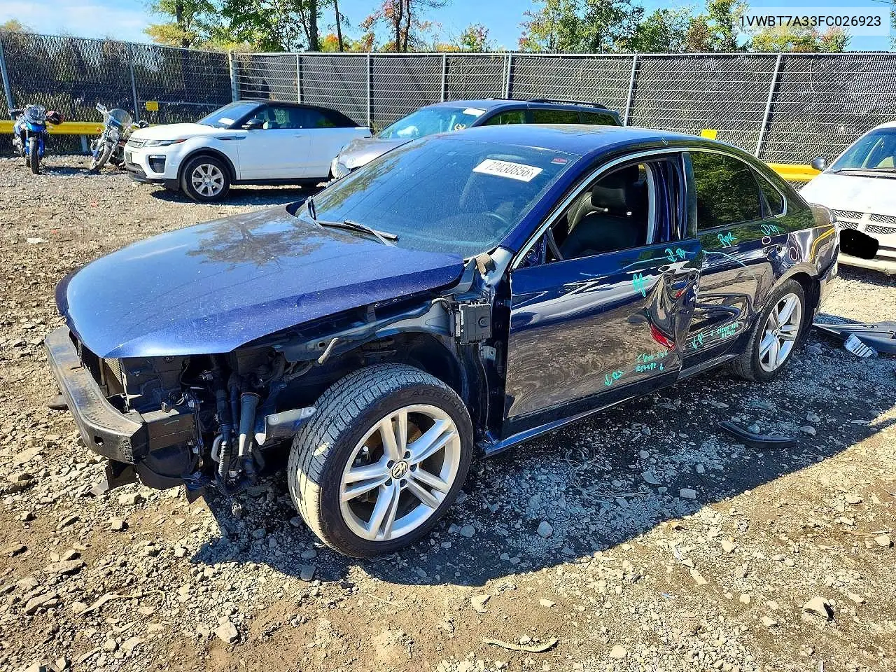 VOLKSWAGEN PASSAT 2015, VIN 1VWBT7A33FC026923
