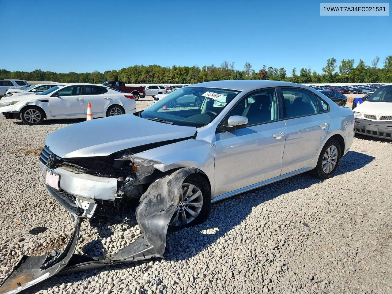 VOLKSWAGEN PASSAT 2015, VIN 1VWAT7A34FC021581
