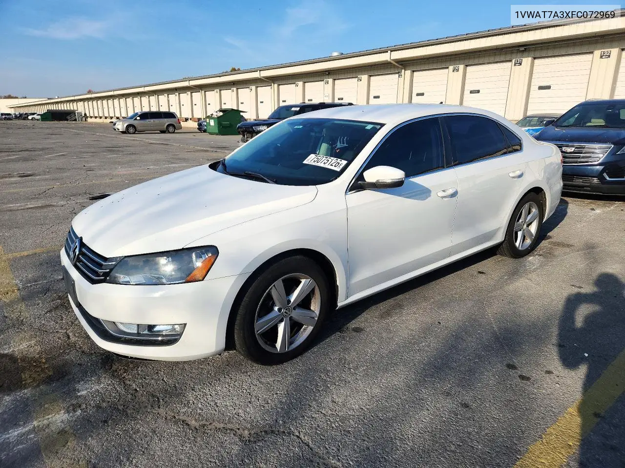 VOLKSWAGEN PASSAT 2015, VIN 1VWAT7A3XFC072969