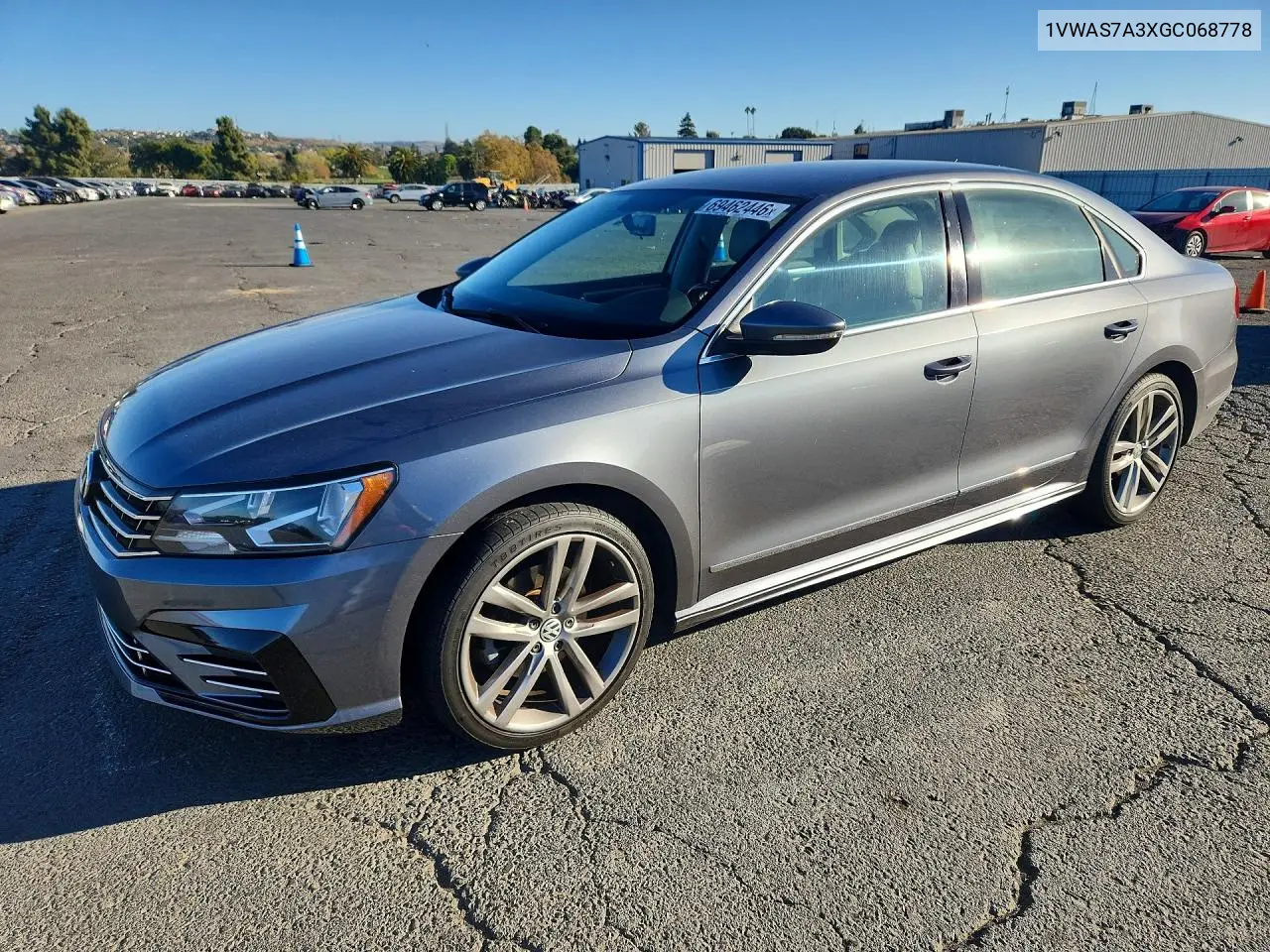 VOLKSWAGEN PASSAT 2016, VIN 1VWAS7A3XGC068778