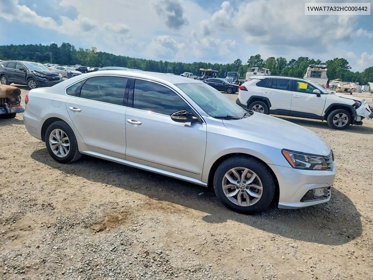 2017 VOLKSWAGEN PASSAT VIN 1VWAT7A32HC000442 — фото 4