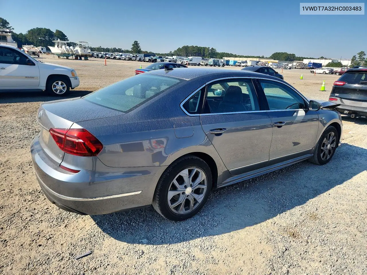 2017 VOLKSWAGEN PASSAT VIN 1VWDT7A32HC003483 — фото 3