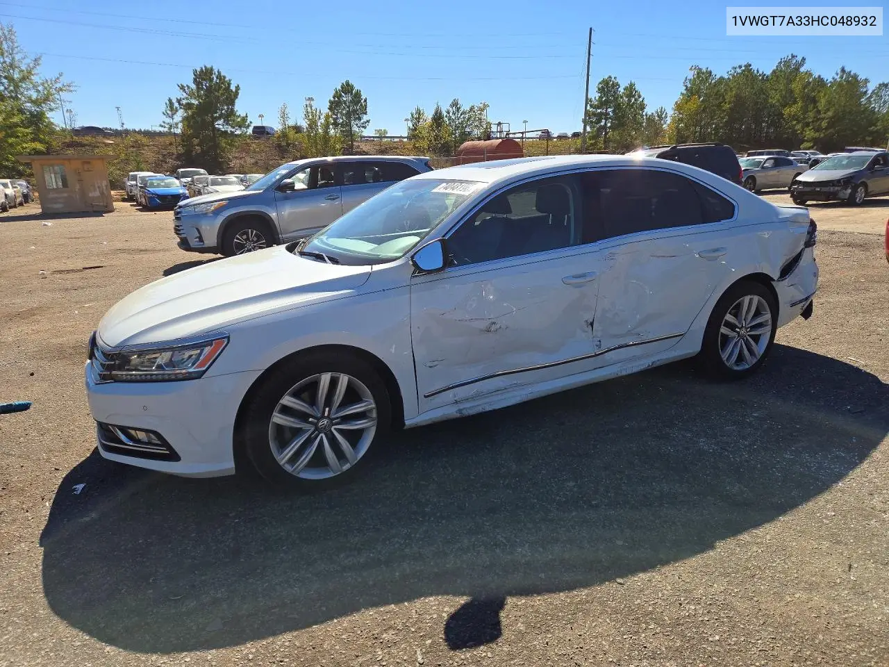 VOLKSWAGEN PASSAT 2017, VIN 1VWGT7A33HC048932