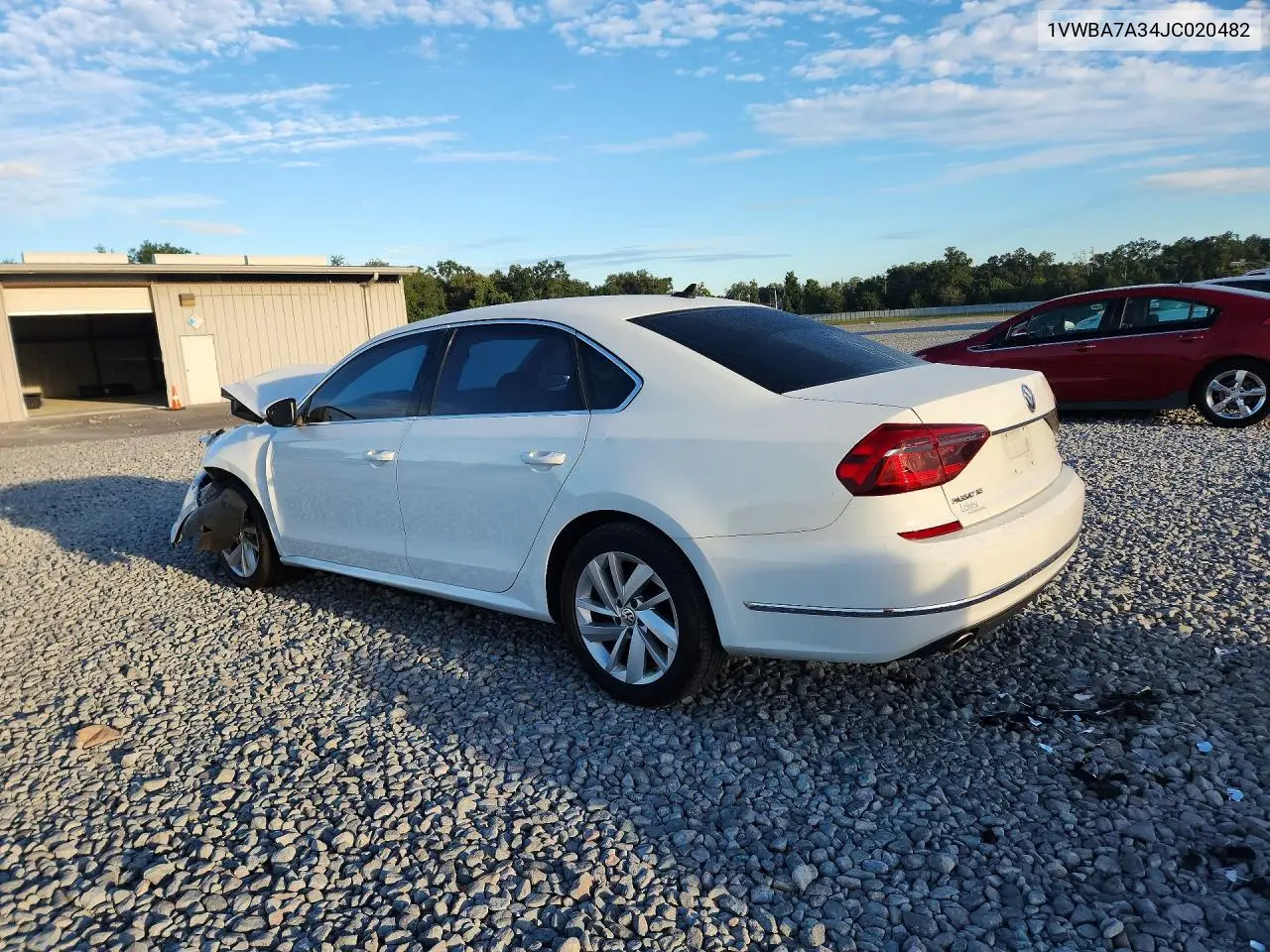 2018 VOLKSWAGEN PASSAT VIN 1VWBA7A34JC020482 — фото 2