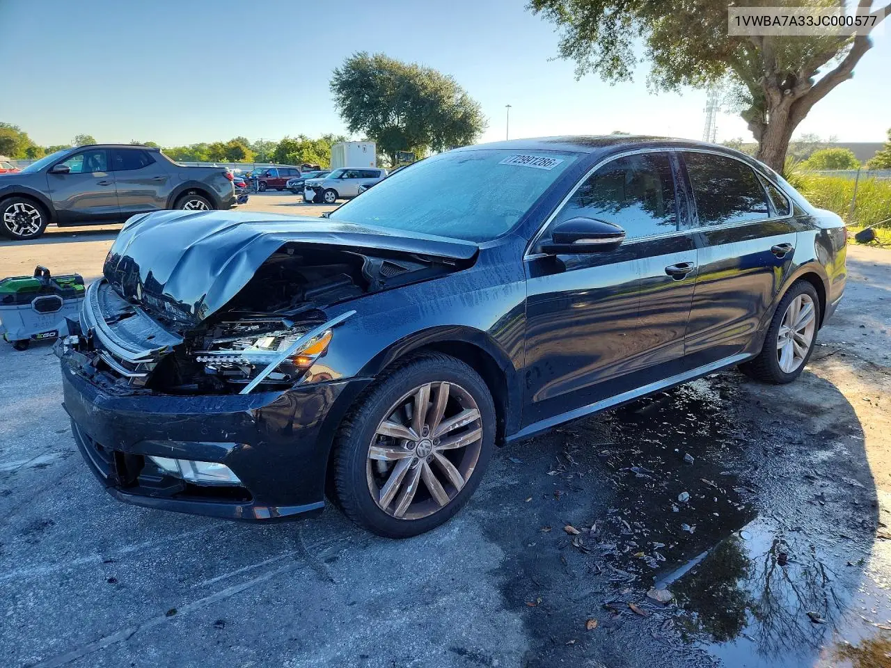 VOLKSWAGEN PASSAT 2018, VIN 1VWBA7A33JC000577